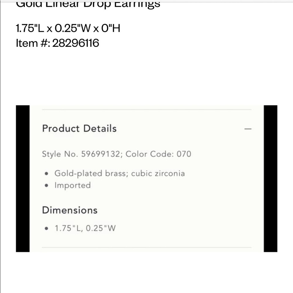 Anthro gold linear drop earrings NWT - Picture 3 of 4